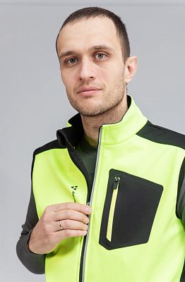 Превью  Жилет лыжный FISCHER Softshell Warm Черный/Лимонный